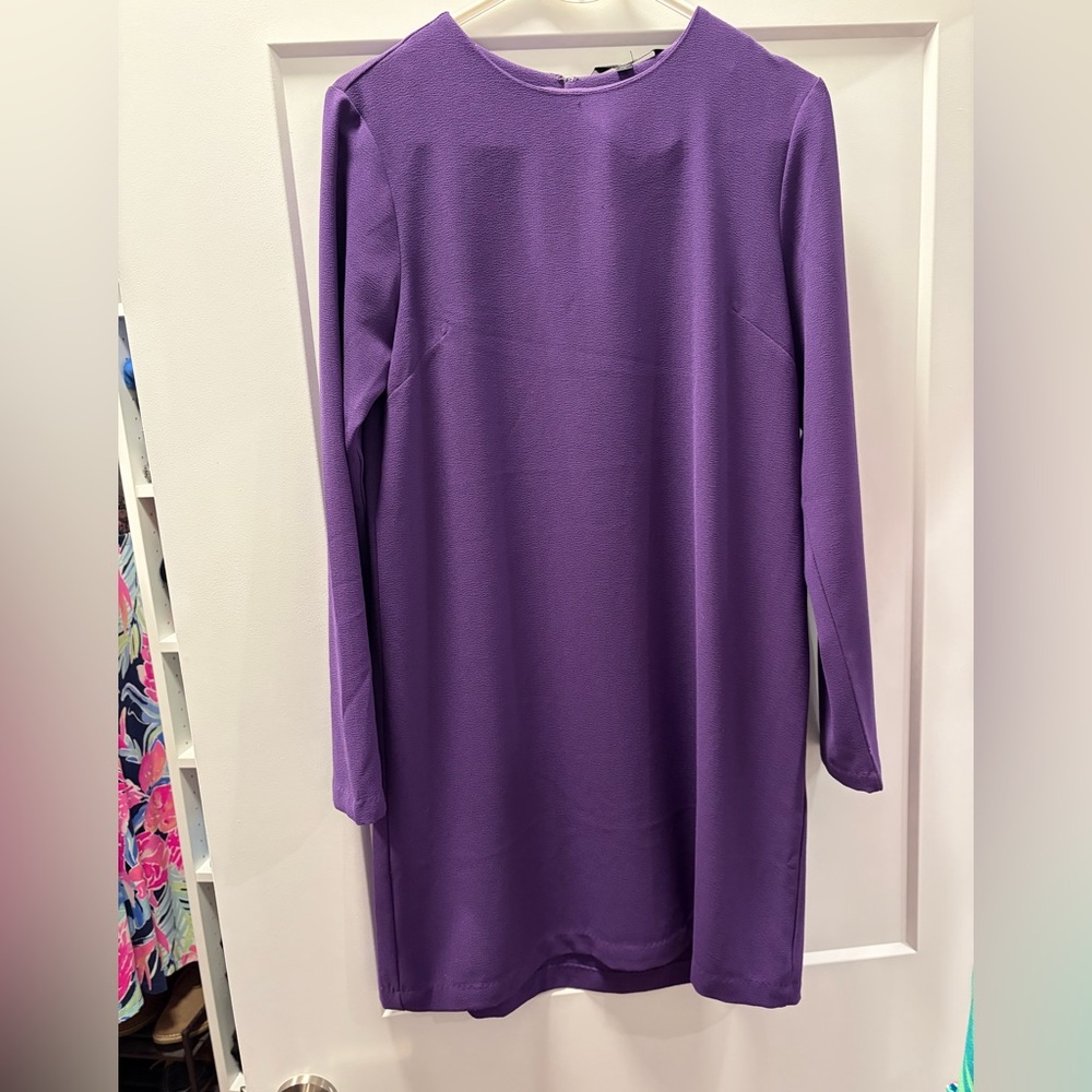 Purple Long Sleeve Shift Dress crepe , Felicity and Cocoa size small